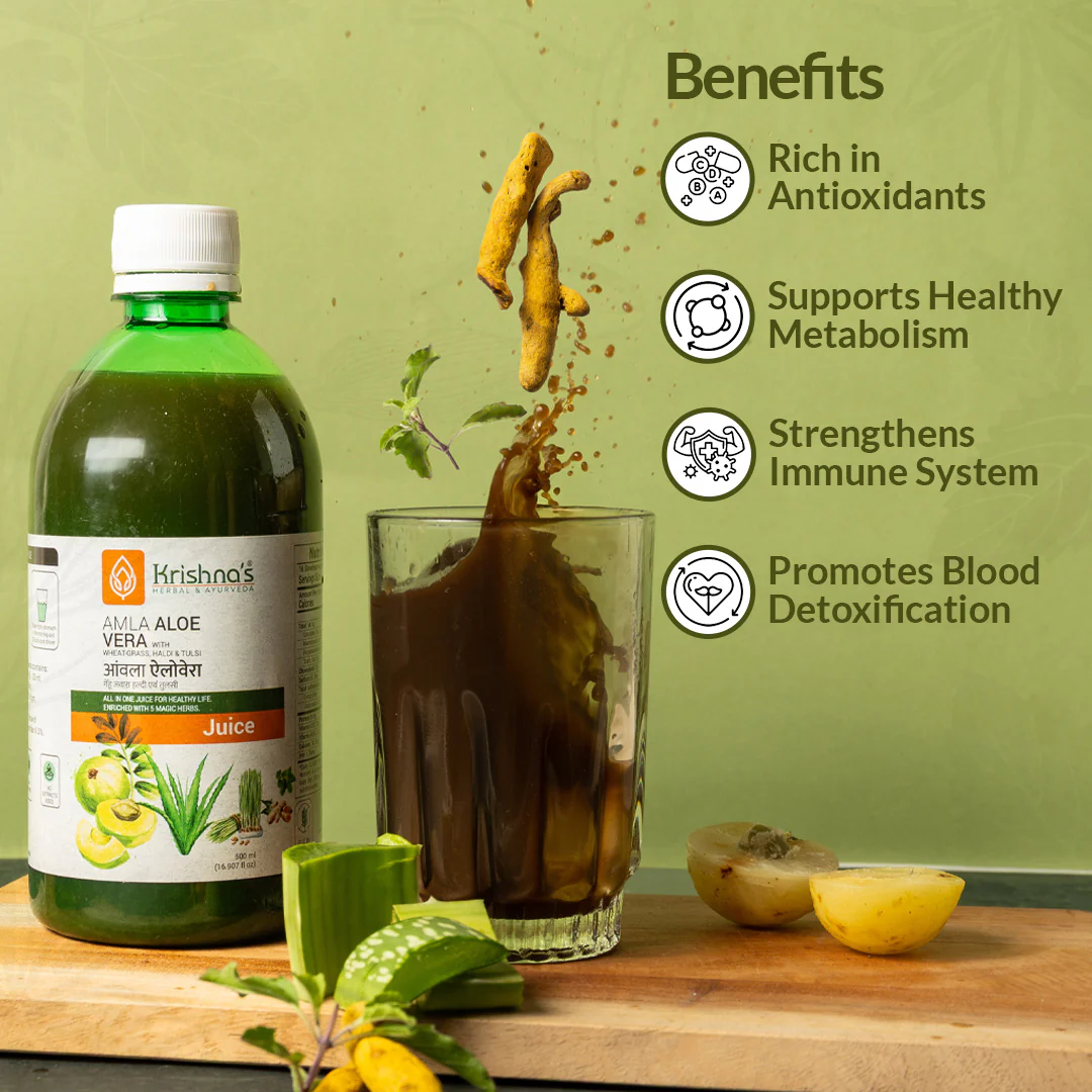 Amla Aloe Vera Wheat grass Haldi Tulsi Juice - Image 3
