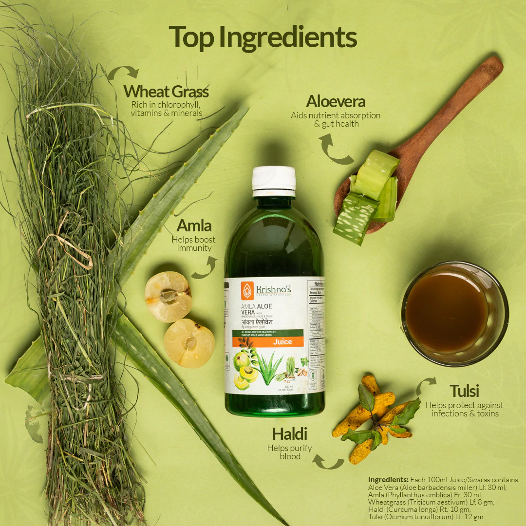 Amla Aloe Vera Wheat grass Haldi Tulsi Juice - Image 4